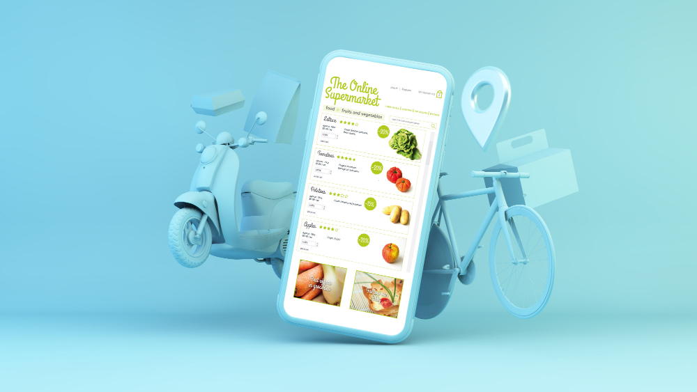 vector image of food delivery app