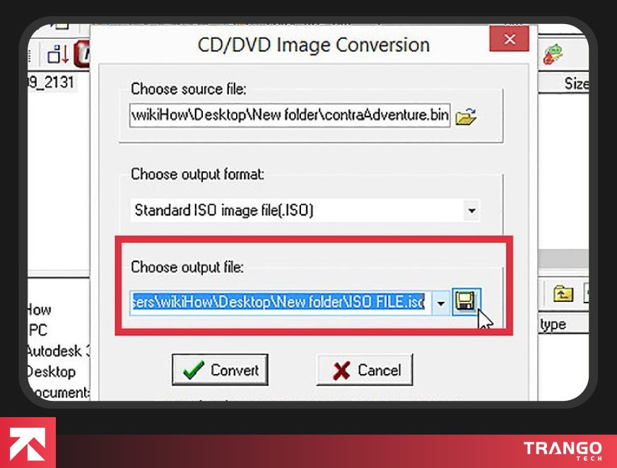 set name for iso output file