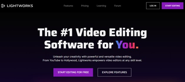 screenshot of lightworks website