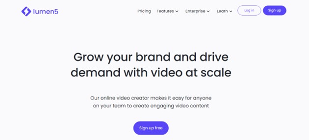 screenshot of lumen5 website