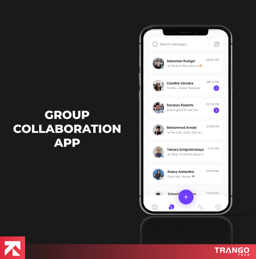 illustration of group collaboration app