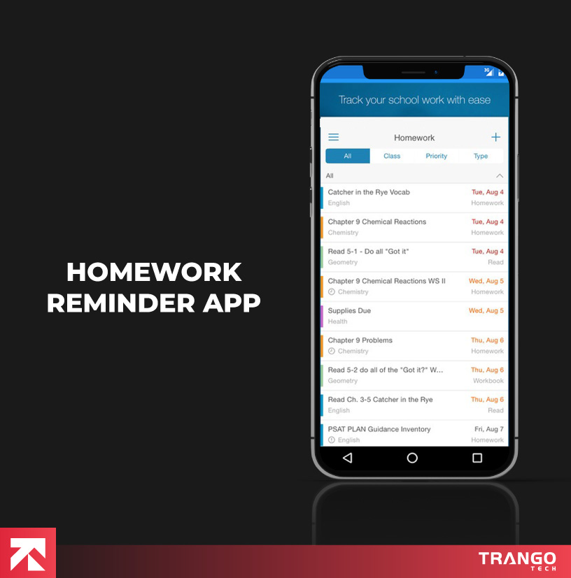 illustration of homework reminder app