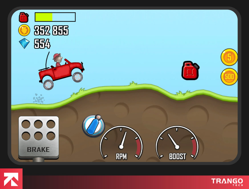 showing gameplay screen of Hill Climb Racing on android