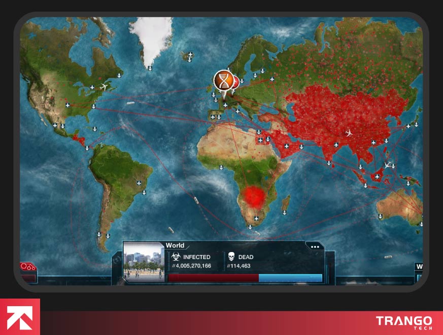 showing gameplay screen of Plague INC on android