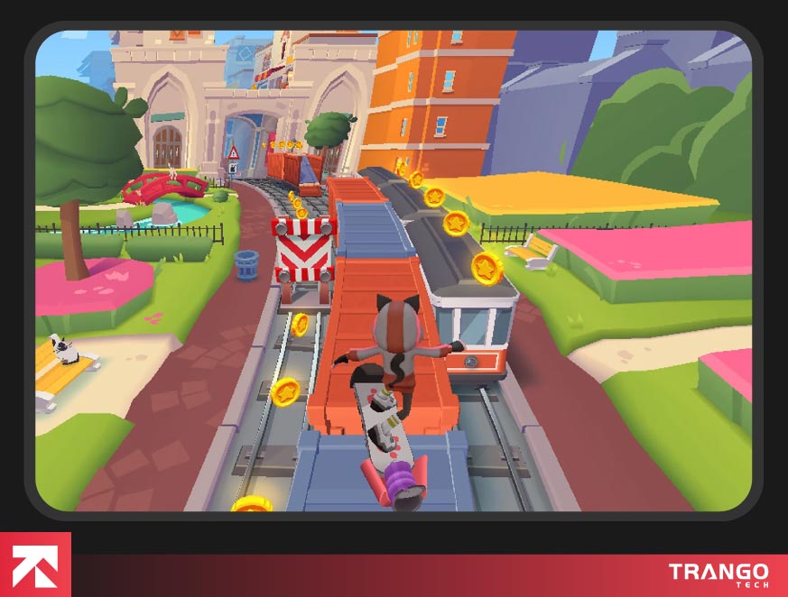 showing gameplay screen of Subway Surfers on android