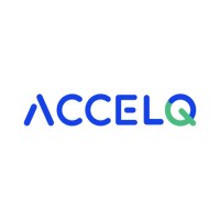 Accelq logo on a grey background