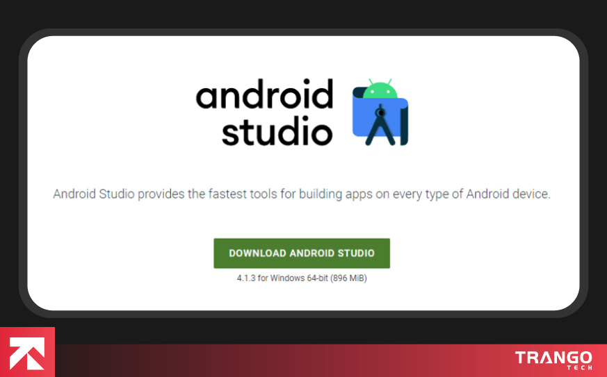 showing download page of android studio software