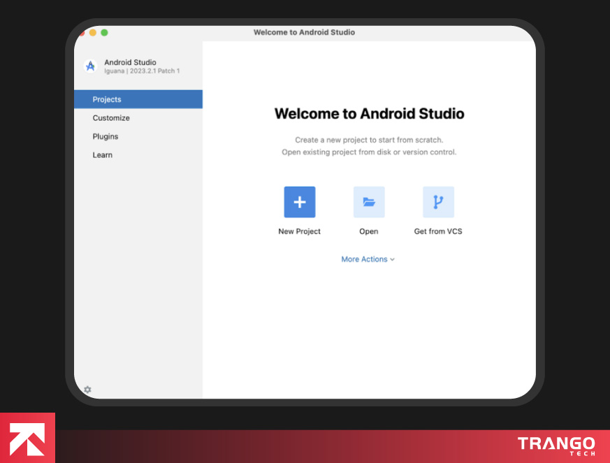 showing screen where you can create new project on Android studio