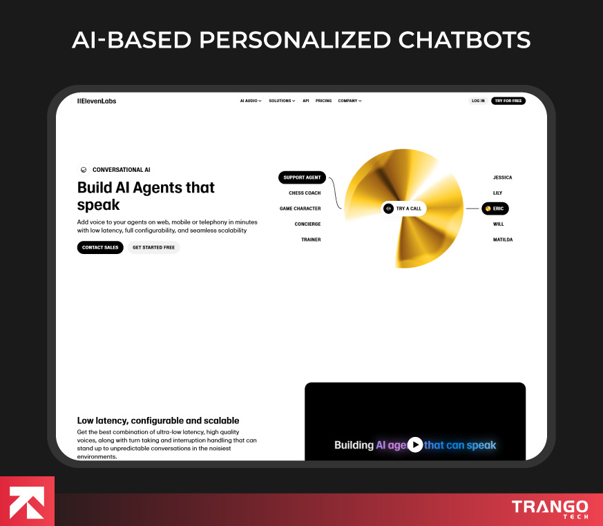 showing an example of AI-based personalized chatbots web app