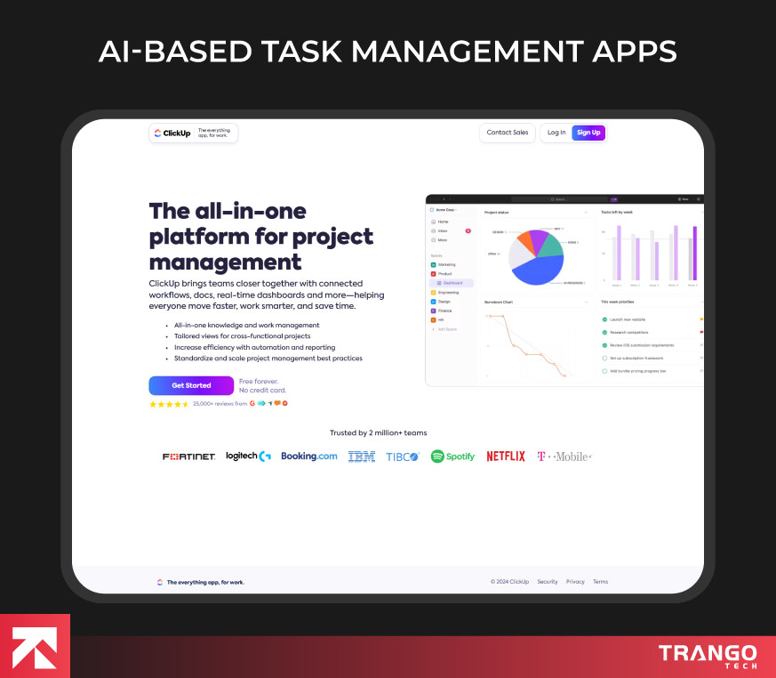 showing an example of ai-based task management web app