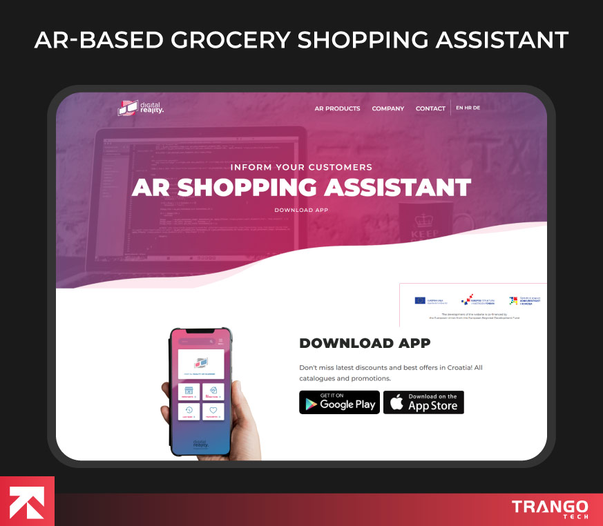 showing an example of AR-based grocery shopping web app
