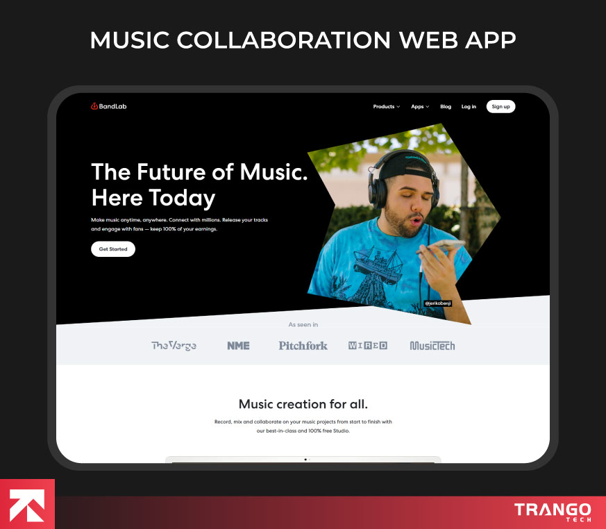 showing an example of music collaboration web app