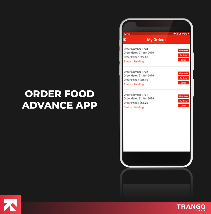 showing advance food ordering app idea on a mobile screen