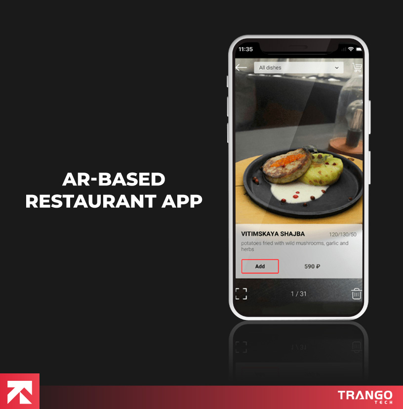 showing AR-based restaurant app idea on a mobile screen