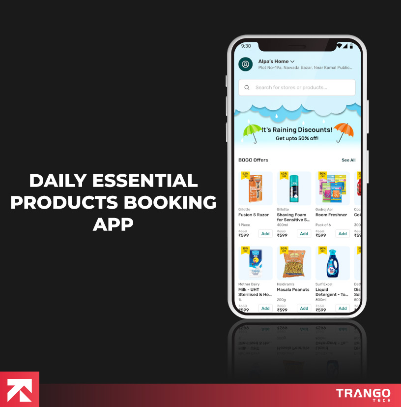 showing daily essential product app idea on a mobile screen