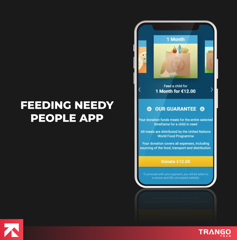 feeding needy people app idea on a mobile screen