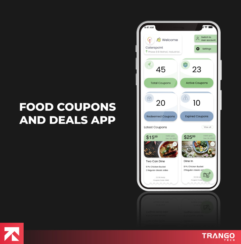 showing food coupons and deals app idea on a mobile screen