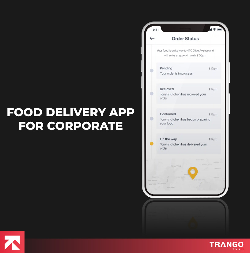 showing food delivery app for corporate idea on a mobile screen