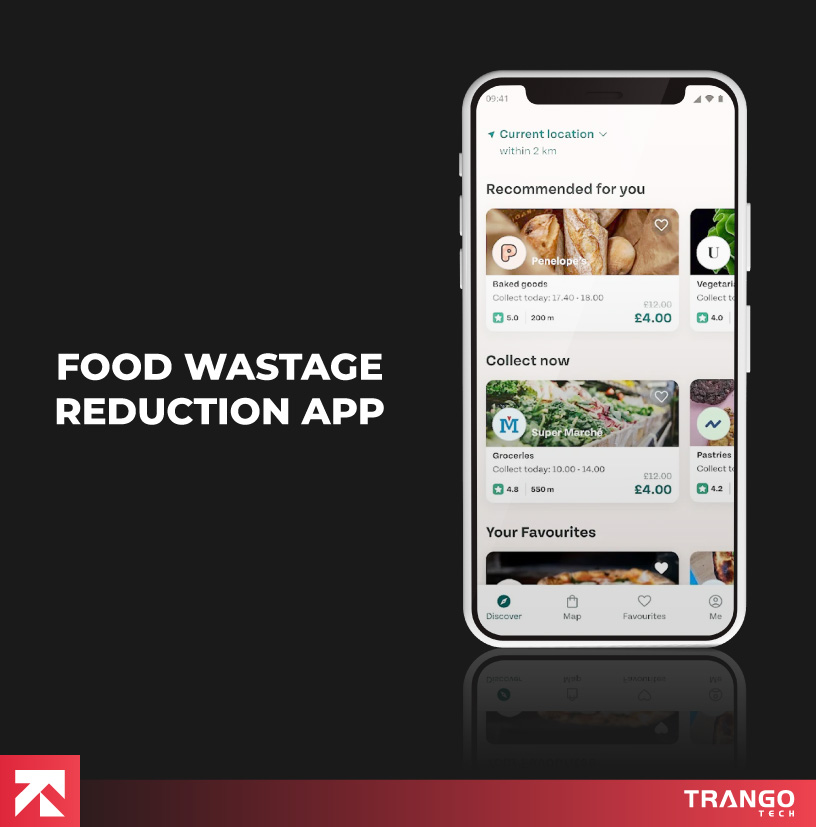 showing food wastage reduction app idea on a mobile screen