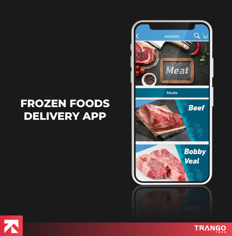 showing frozen food delivery app idea on a mobile screen