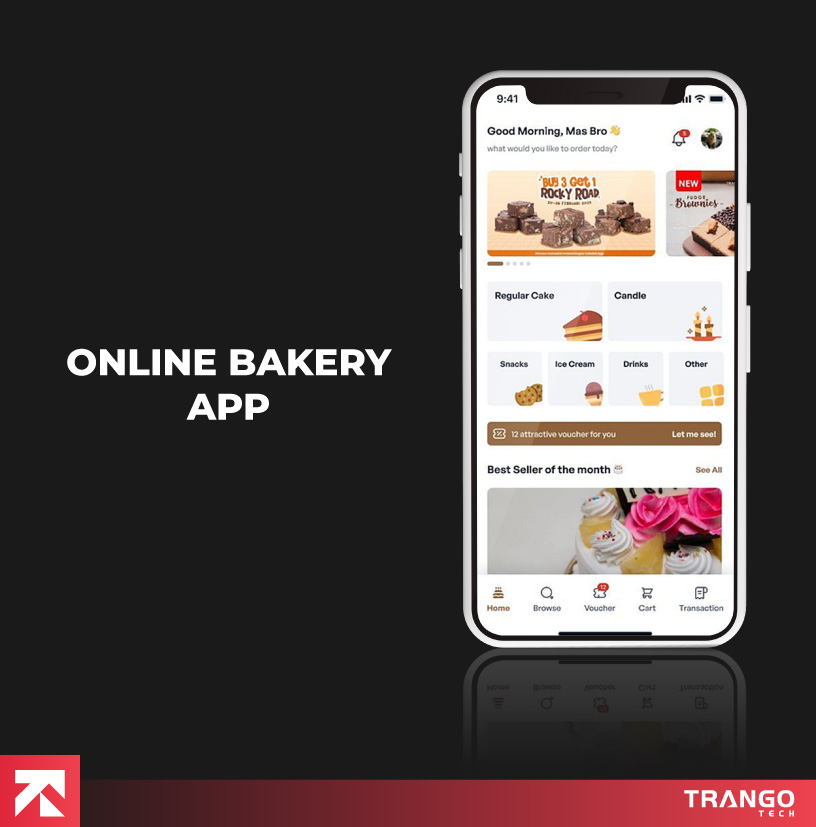 showing online bakery delivery app idea on a mobile screen