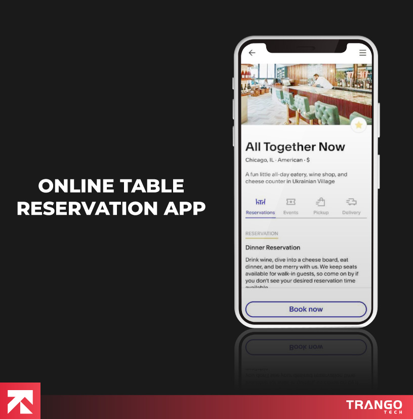 showing online table reservation app idea on a mobile screen