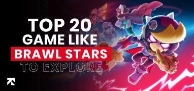 Top 20 games like Brawl Stars to explore, featuring vibrant characters in action-packed scenes with a red and black background. Trango Tech logo included.