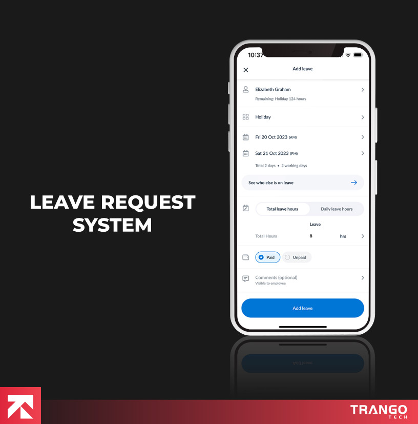 leave request system created with power apps image