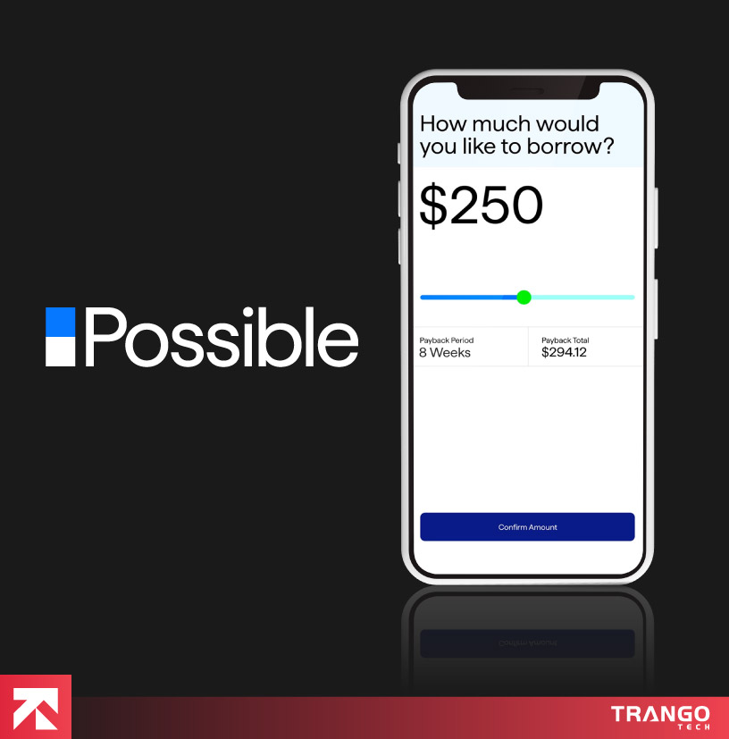 logo and app screen of possible finance