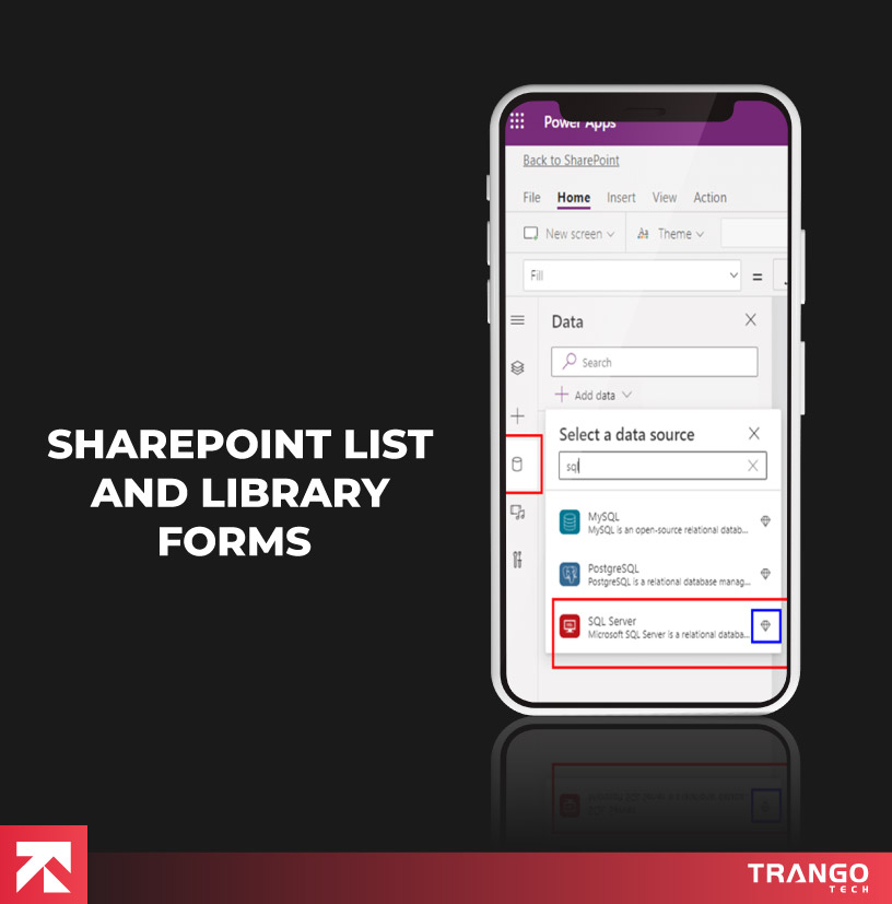 sharepoint list and library forms image showing as one of power apps examples