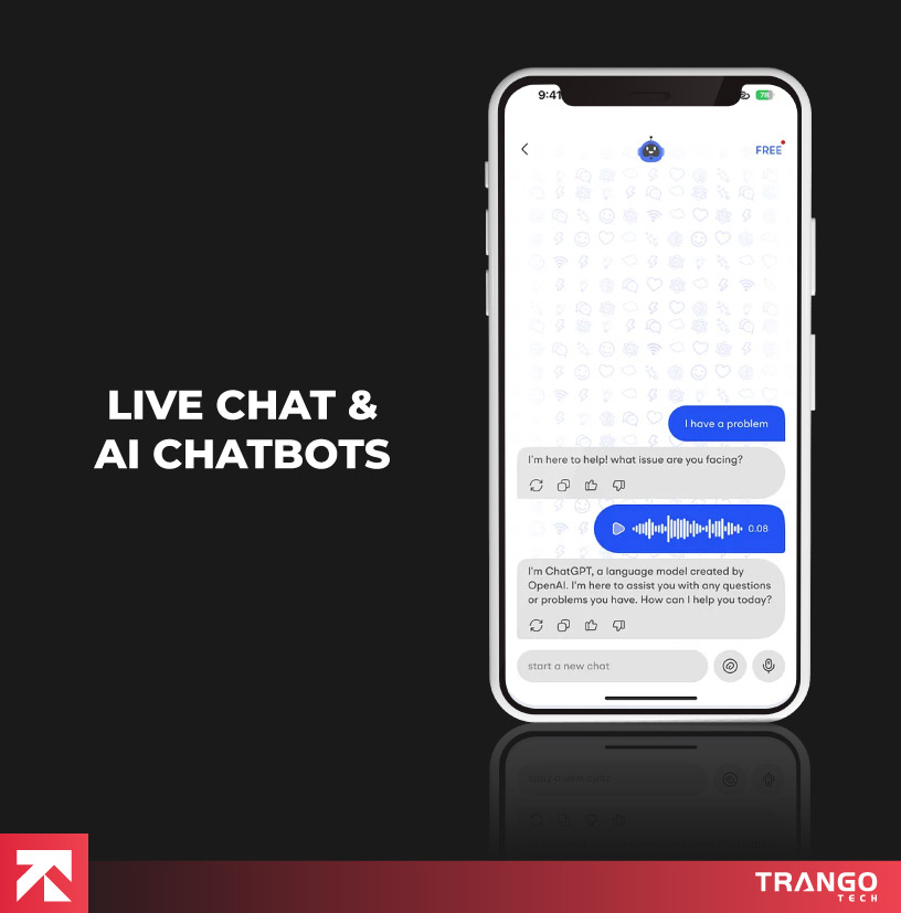 Live Chat & AI Chatbots app screen
