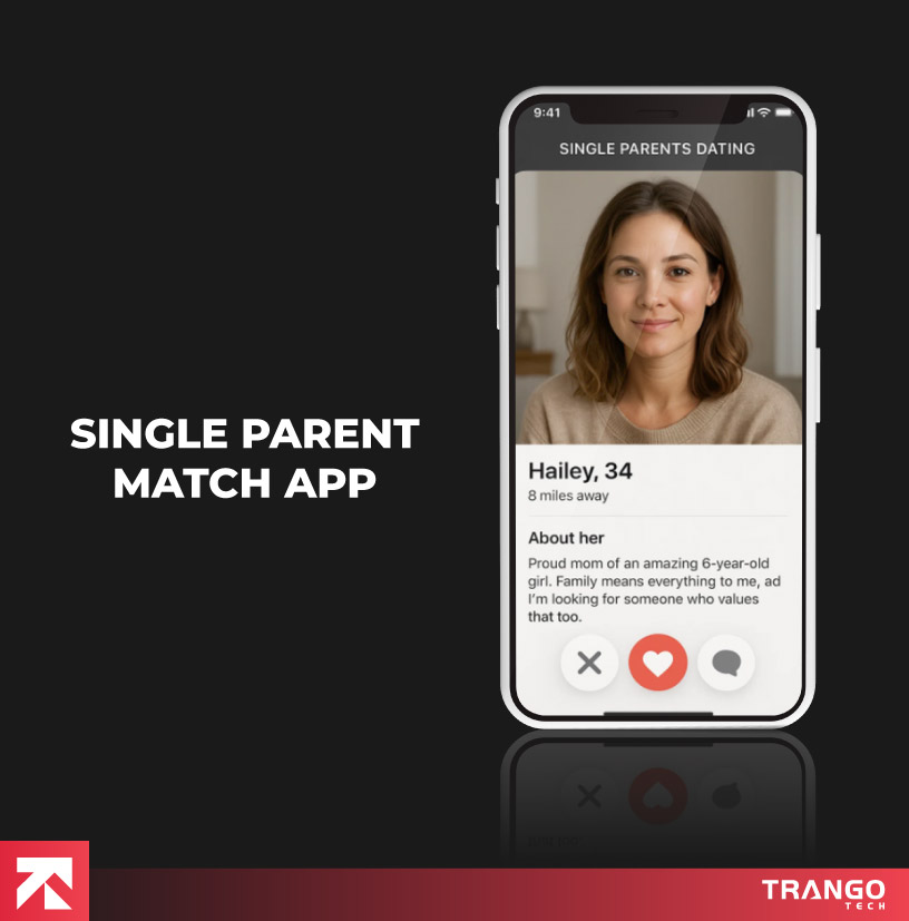Single Parent Match App profile with family values by Trango Tech.