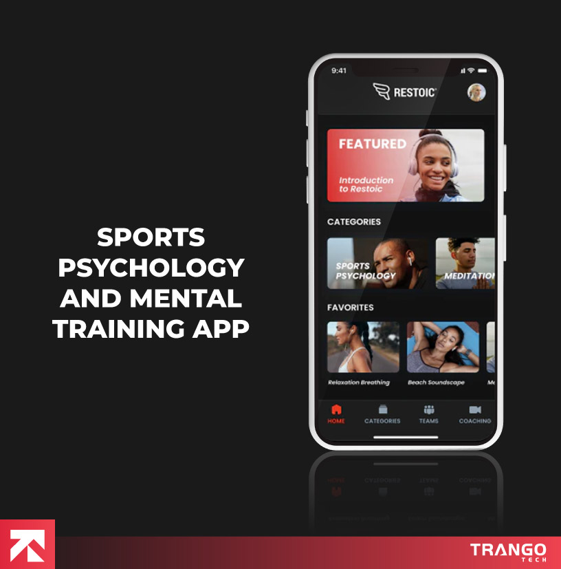 Sports psychology and mental training app with relaxation sessions, designed by Trango Tech.
