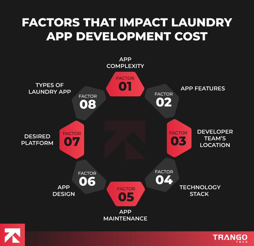 infographic showing factors that affects laundry app development cost