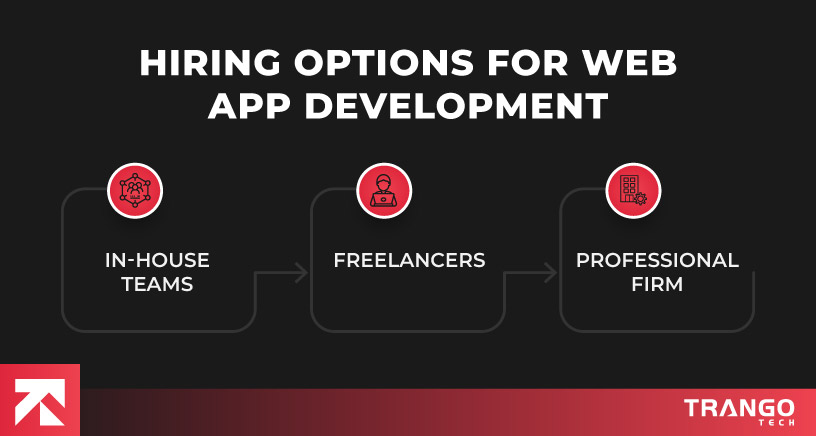infographic showing hiring options for web app development