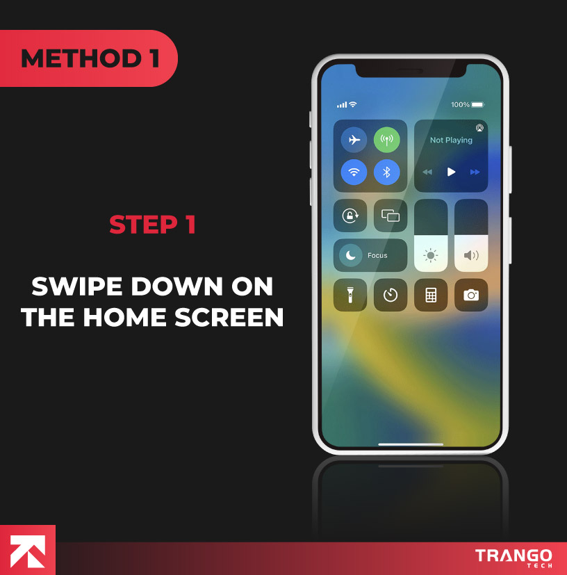 showing iphone screen swipe down menu of home sceen