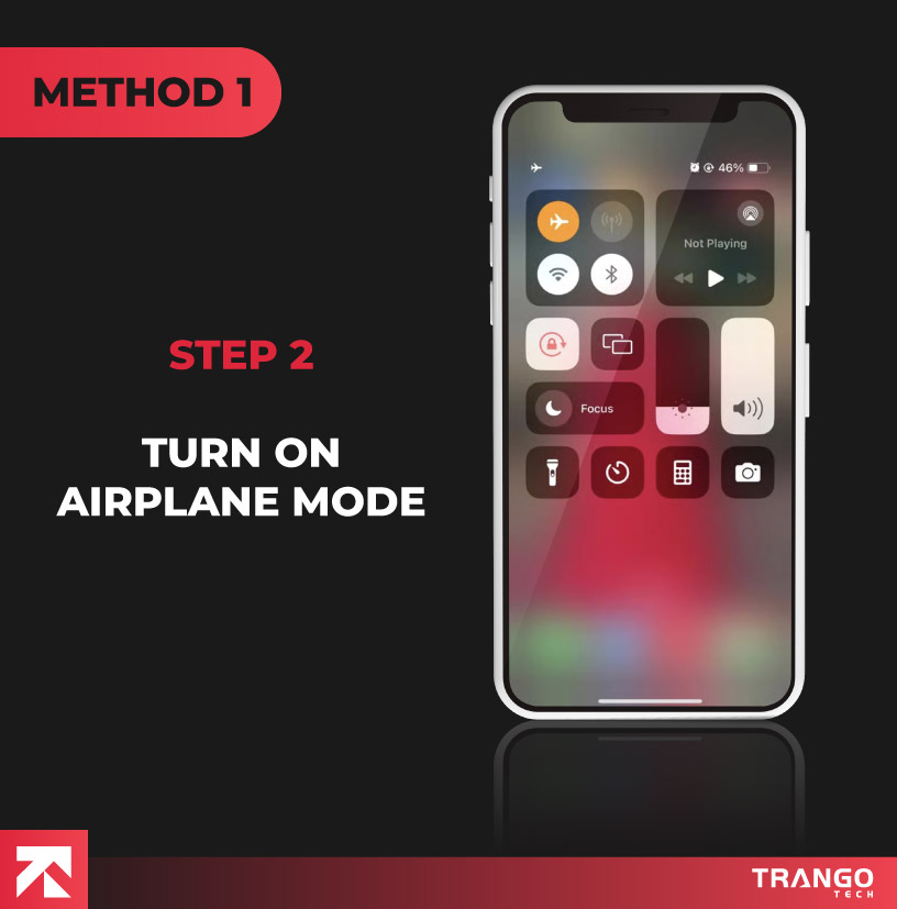 showing iphone screen turning on airplane mode